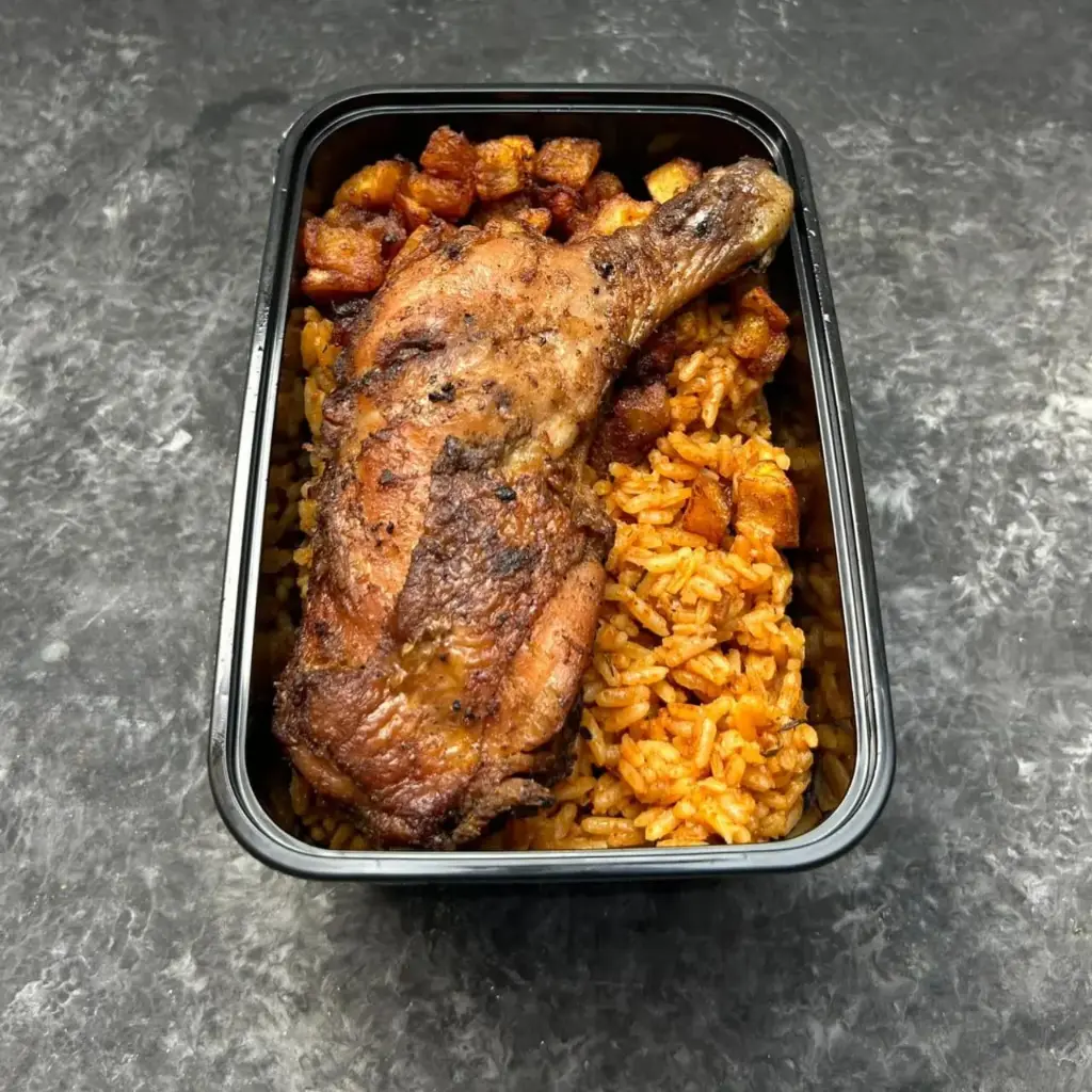 Smokey Jollof Rice + Plantain & Chicken (Value Added Pack)