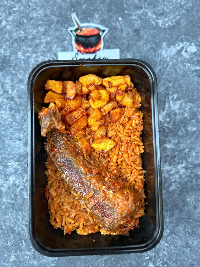 Smokey Jollof Rice + Plantain & Fish (Regular Packs)