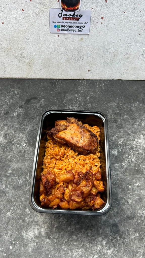 Smokey Jollof Rice + Plantain & Goat Meat (Regular Packs)