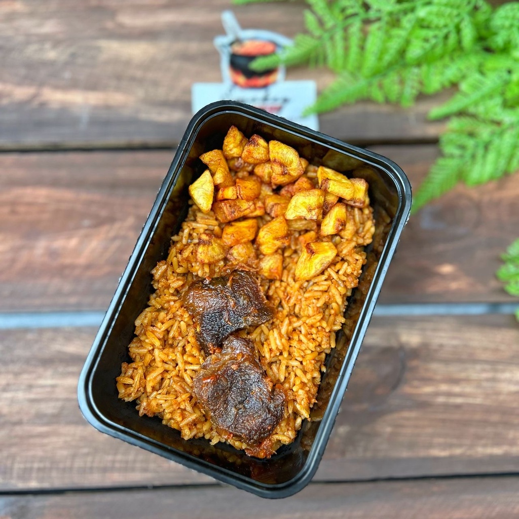 Smokey Jollof Rice + Plantain & Beef (Value Added Pack)