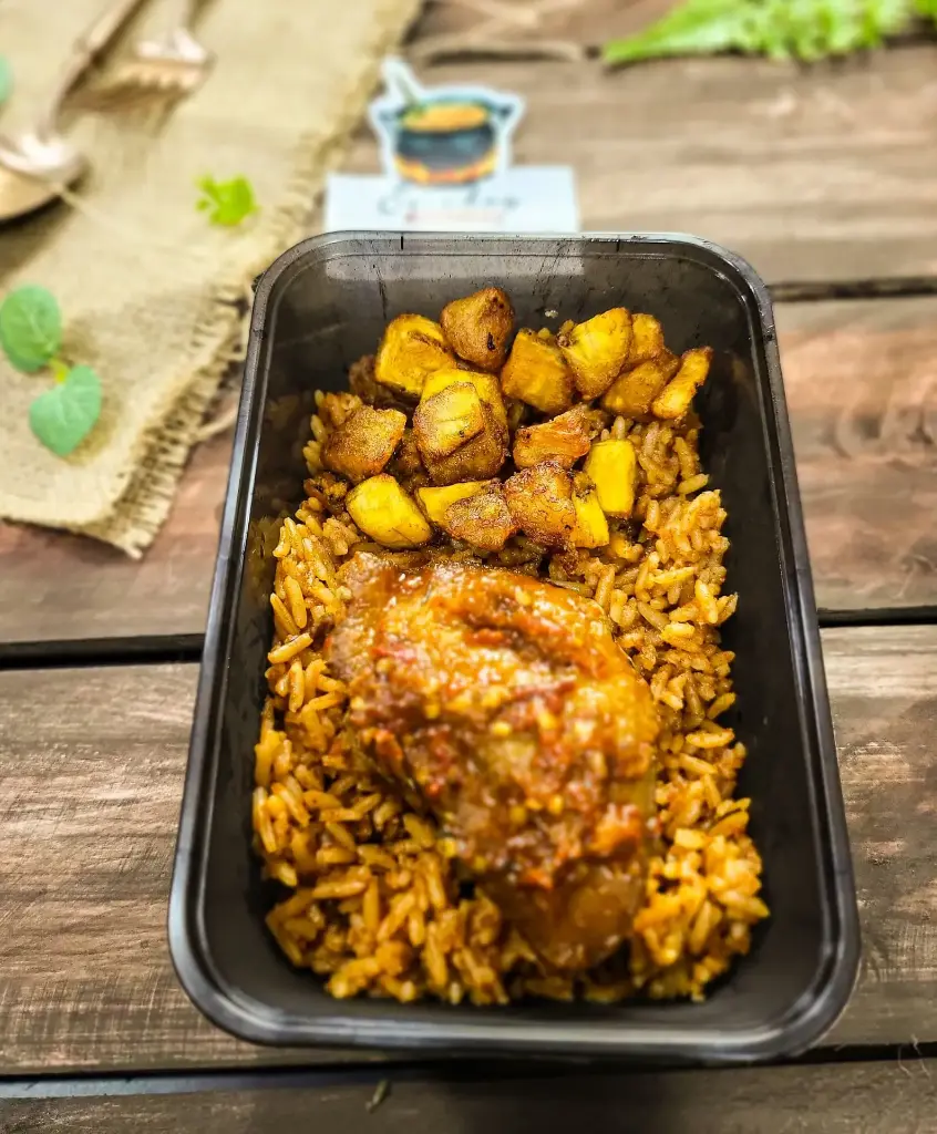 Smokey Jollof Rice + Plantain & Goat Meat (Value Added Pack)