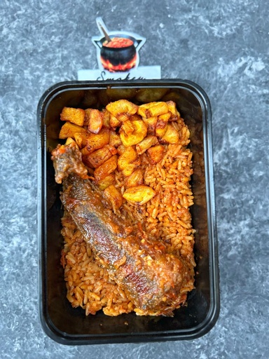 Tasty Jollof Rice + Plantain & Fish (Regular Packs)